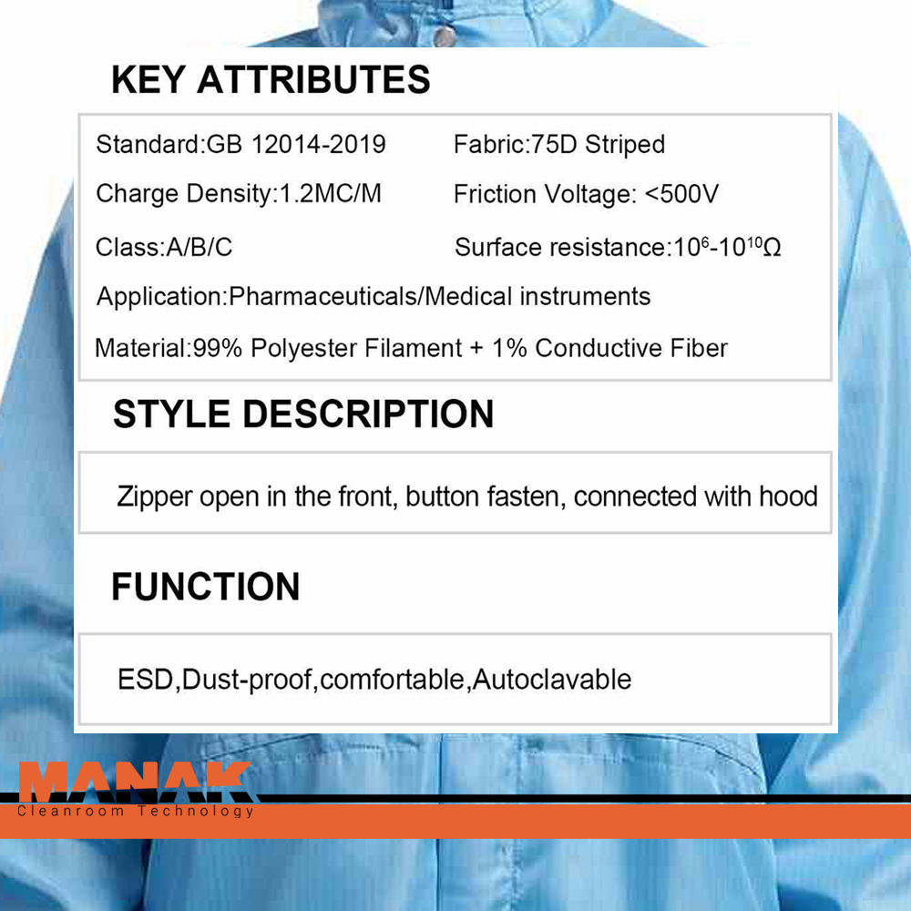 لباس کلین روم آنتی استاتیک ماناک